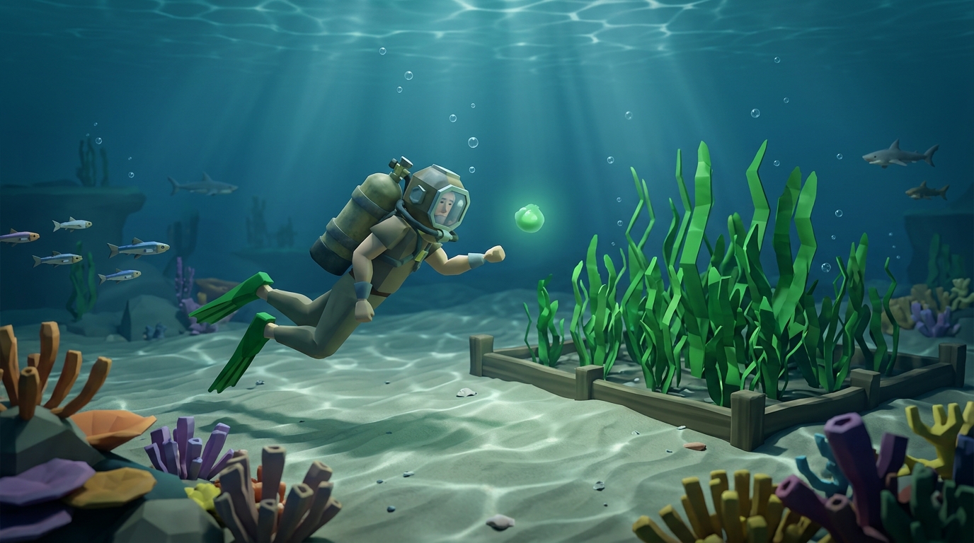 The Ultimate Guide To Farming Giant Seaweed On Fossil Island Collecting Seaweed Spores From The Ocean Floor