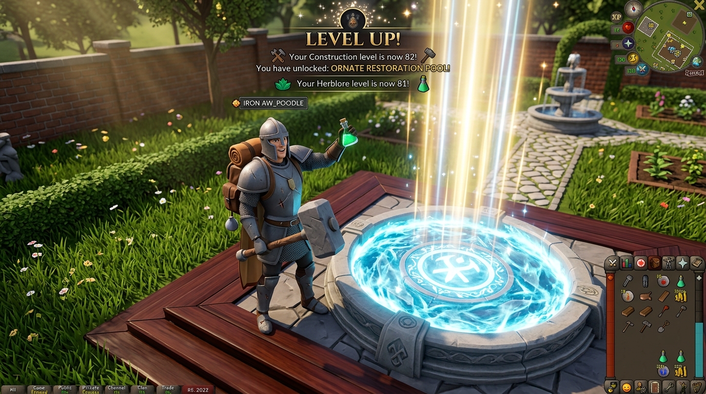How To Unlock The Ornate Rejuvenation Pool On Your Ironman Reaching The Construction And Herblore Milestones
